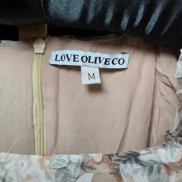 LOVE OLIVE CO Floral Overlay Pleated Bodice Dress M - Picture 6 of 11